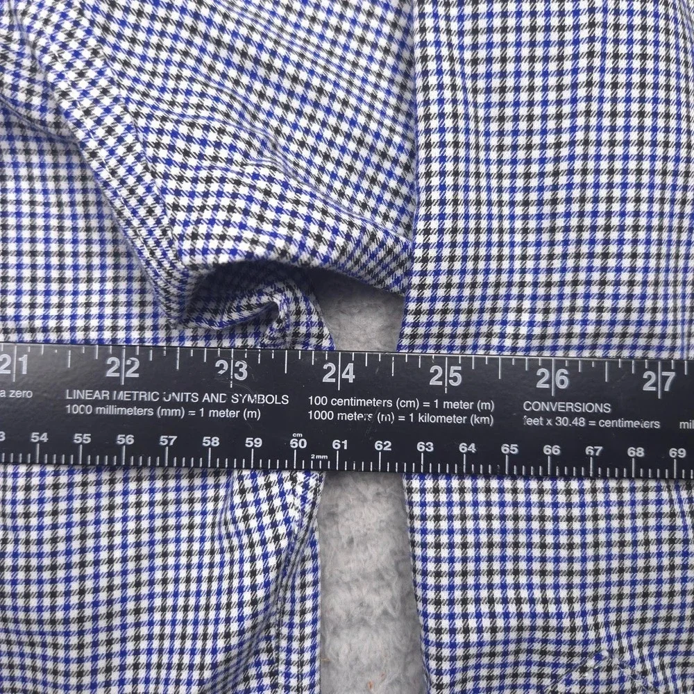 Lauren Ralph Lauren Dress Shirt Men 16 34/35 Blue Check Non Iron Cotton